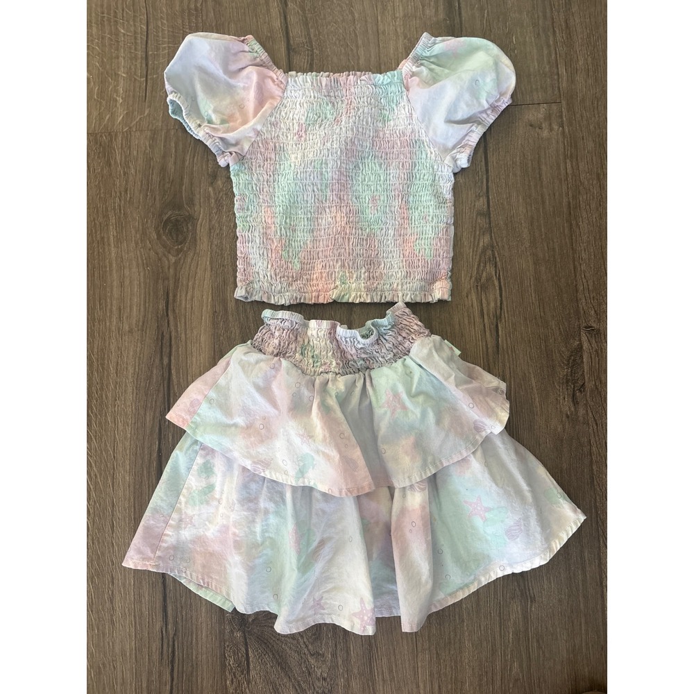 Disney Little Mermaid Colleen Atwood Pastel Smocked Top & Skirt Set 5T